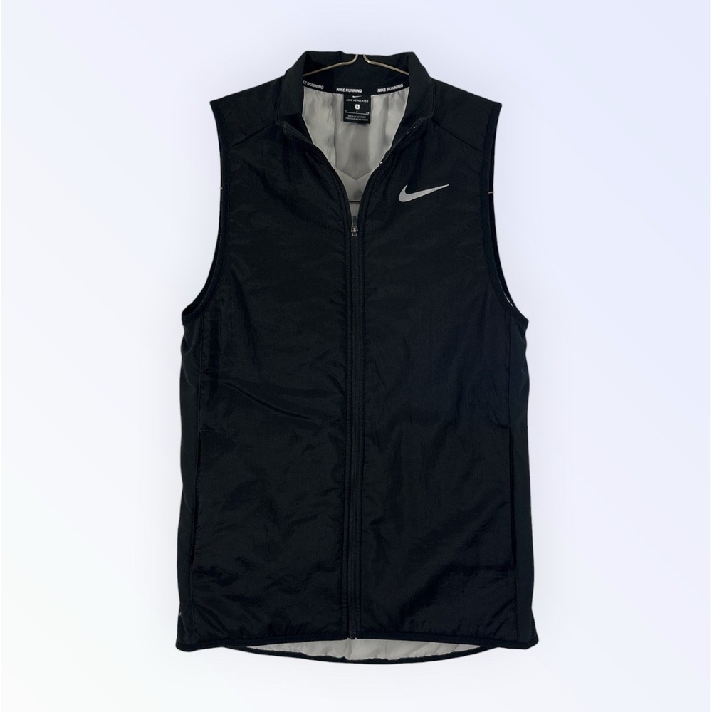Nike Aerolayer Thermore Full Zip Running Vest Mens SMALL Black Bv4878-010